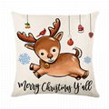 Linen hand painted Amazon home Santa elk pillow