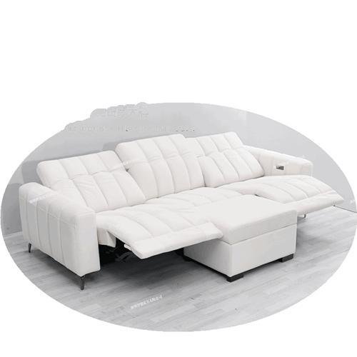 Modern Minimalist Caterpillar Beige White Fabric Multifunctional Sofa 2