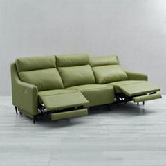 Italian Minimalist Leather Smart Sofa Living Room Straight Row Three-Seat