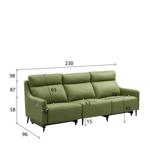 Italian Minimalist Leather Smart Sofa Living Room Straight Row Three-Seat  5