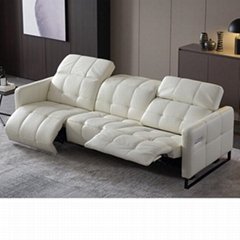 Italian-Style Sofa Electric Function Leather Sofa Three-Seat Modern Living Room 