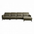 Italian Minimalist Three-Seat Chaise Longue Leather Sofa Side Carrying Usb 2