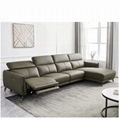 Italian Minimalist Three-Seat Chaise Longue Leather Sofa Side Carrying Usb 1