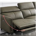 Italian Minimalist Three-Seat Chaise Longue Leather Sofa Side Carrying Usb 5