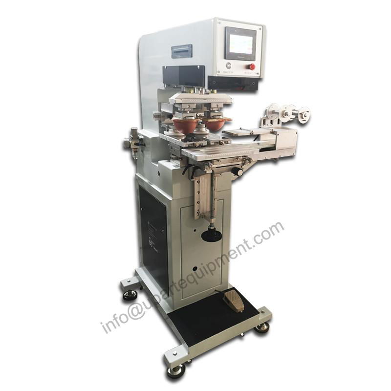 Two heads 1 color tampon printing machine with automatic clean system