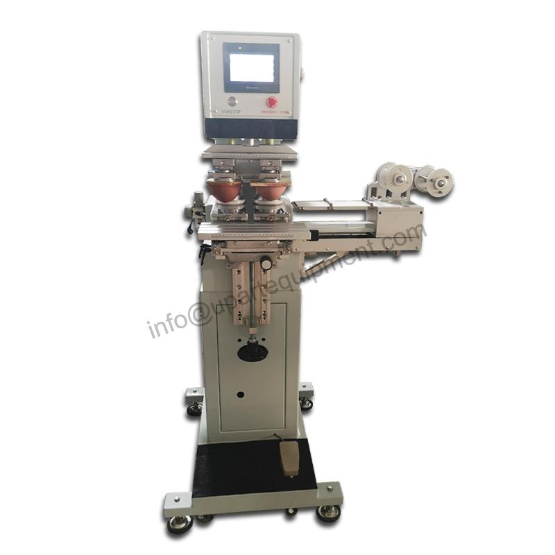 Two heads 1 color tampon printing machine with automatic clean system