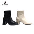 New Arrival Winter Leather Boots Thick Heel Half Boot Woman Luxury Platform Boot