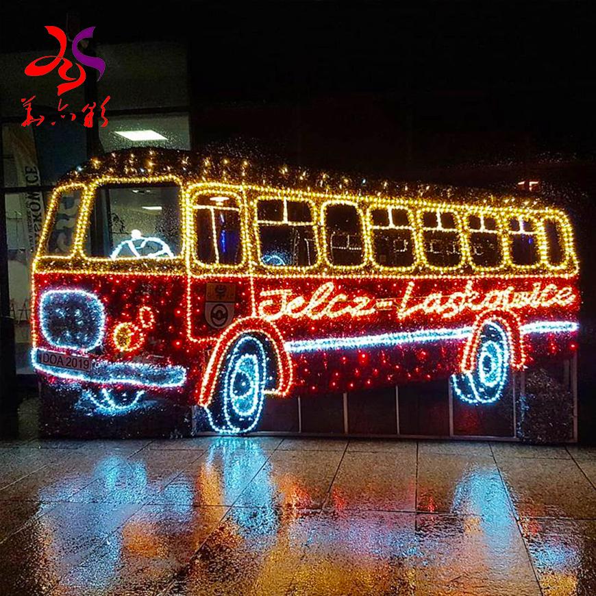 Outdoor Decoration Customized 3D LED Bus Motif Light 