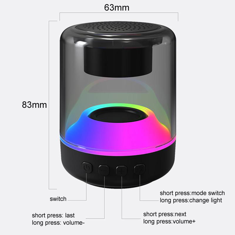 Colorful Lights Crystal Mini Wireless Bluetooth Speaker 2