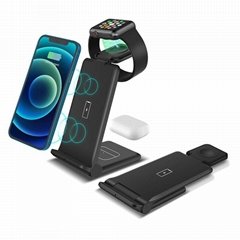 3-in-1 Folding Magnetic Wireless Charger for iPhone Apple Watch Airpod