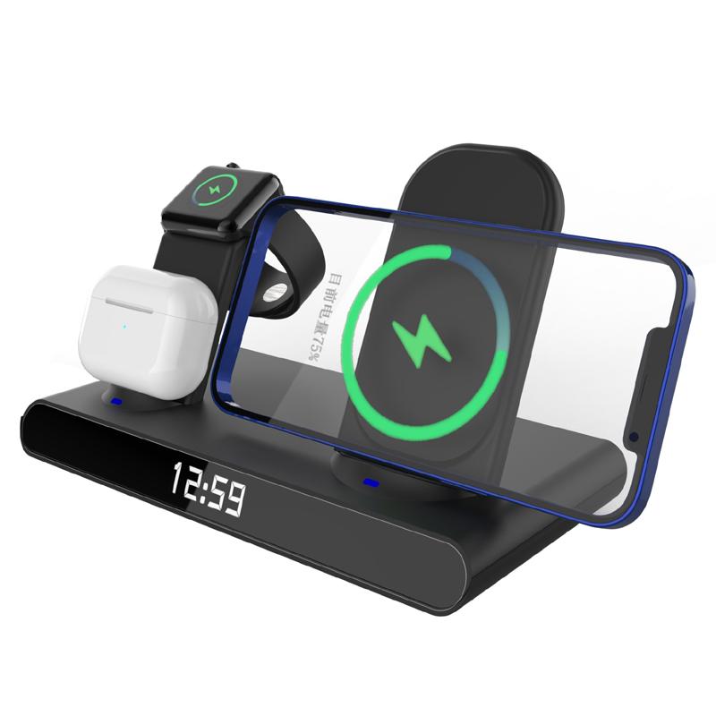 4-in-1 Wireless Charger for iPhone/iWatch/Airpod with LED Clock