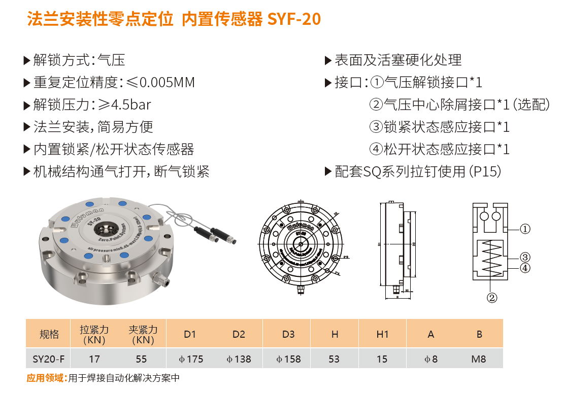 法兰安装性零点定位 内置传感器 SYF-20 2