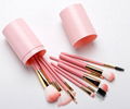 Professional cosmetic brushes 12pcs pink makeup brush set with brush case 2