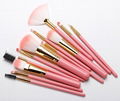 Professional cosmetic brushes 12pcs pink makeup brush set with brush case 4