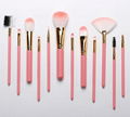 Professional cosmetic brushes 12pcs pink makeup brush set with brush case 5