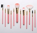 Professional cosmetic brushes 12pcs pink makeup brush set with brush case