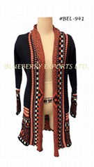 Knit Long cardigan with Pattern design #BEL-941