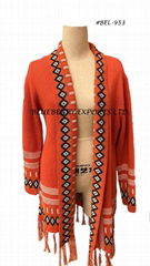 Knit Long Cardigan with tassel design #BEL-953