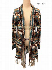 Knit Long cardigan with Tassel design #BEL-954