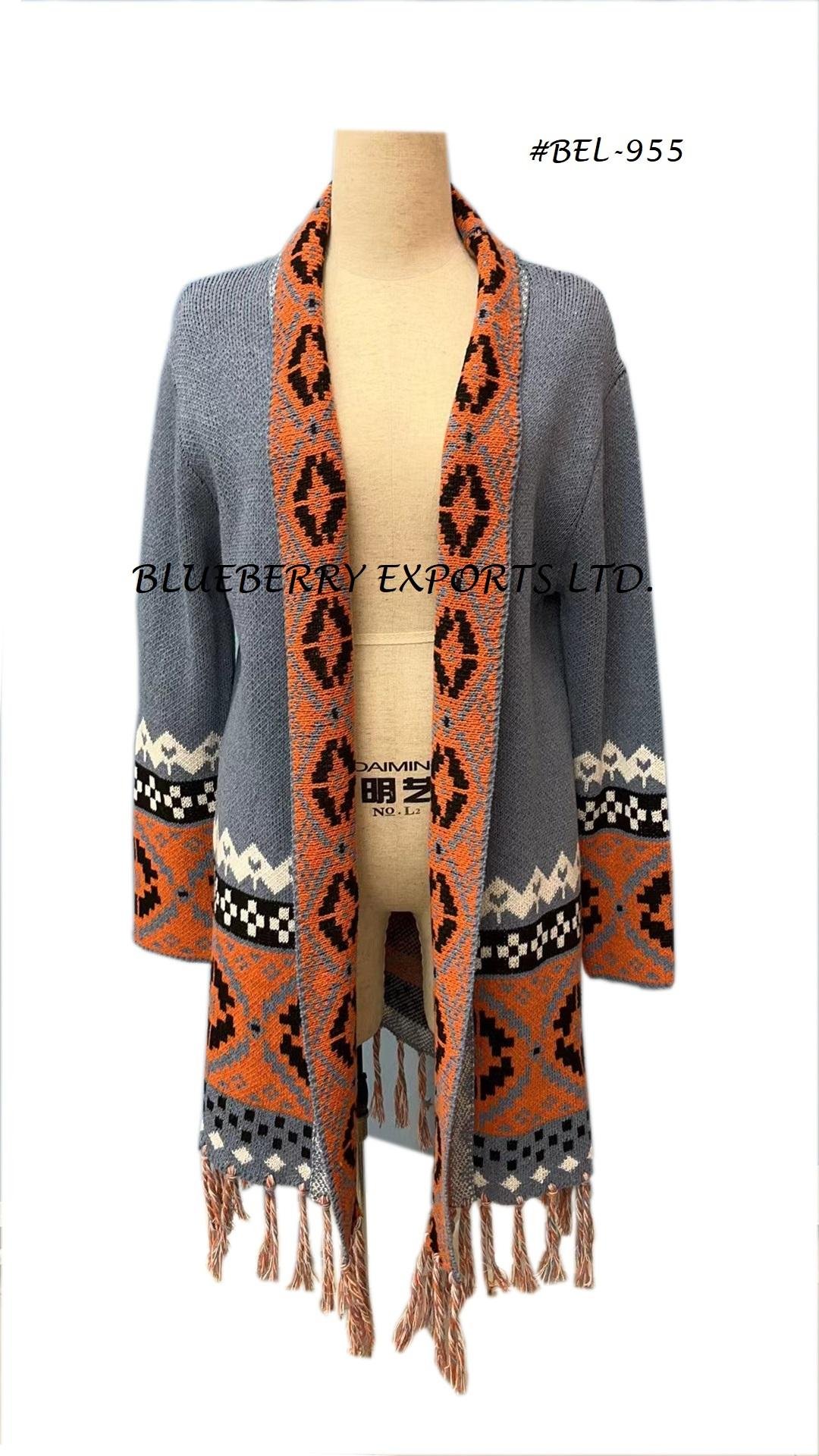 Sweater Long cardigan knit jacket with Tassel design #BEL-955