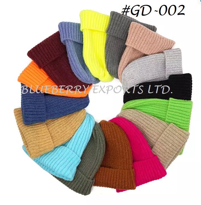 Winter Caps Ribbed Knitted Polyester Mens Fisherman Beanie #GD-002