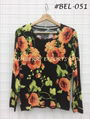 Knit tops flower pattern design with beaded #BEL-051 1