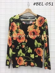 Knit tops flower pattern design with beaded #BEL-051