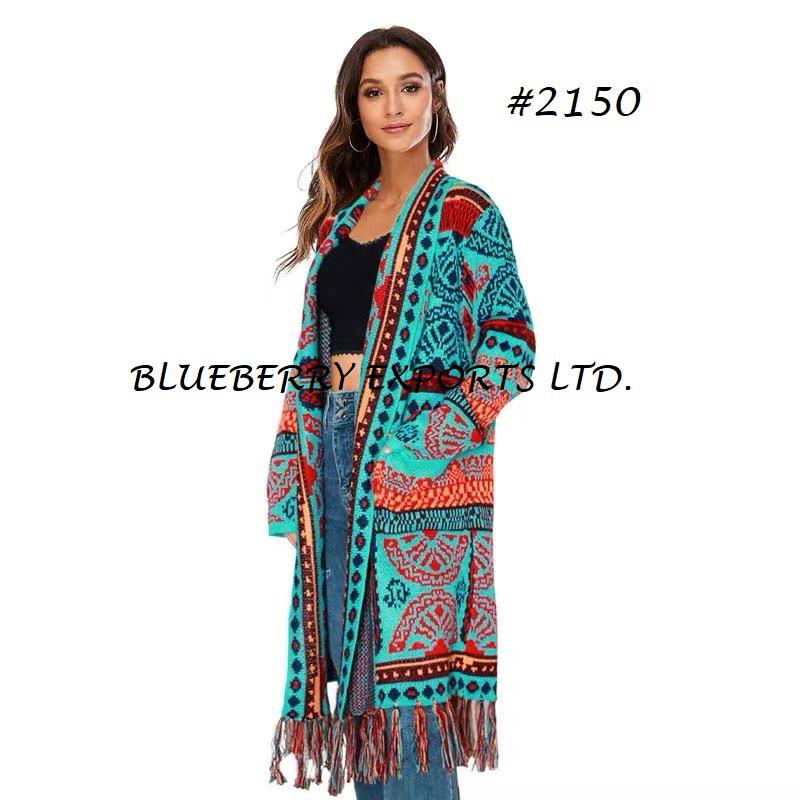 Sweater Long Cardigan With Tassel Design #2150