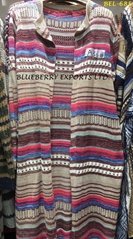 Knit Long Cardigan Stripe element Design #BEL-685