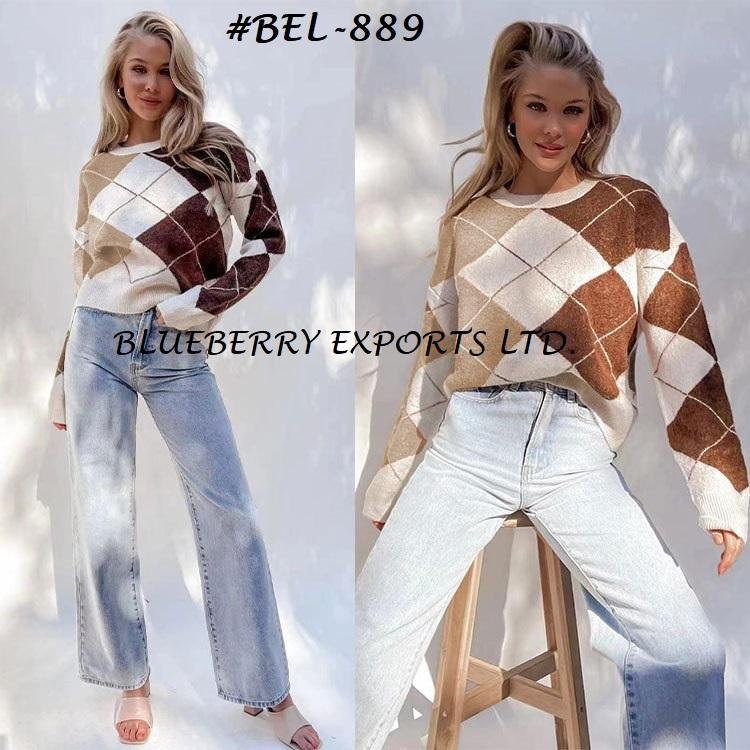 Sweater Tops check Design #BEL-889