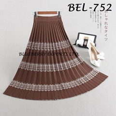 Knit Pleated Skirt#BEL-752