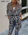 Knit Cardigan Lapel design Leopard print