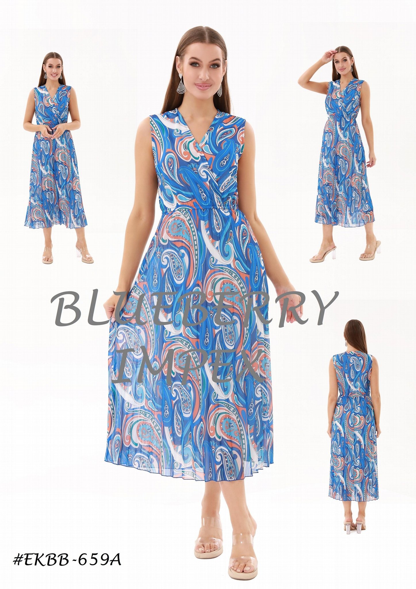 Ladies pleated dress - EKBB-659 A&B&C - Blueberry (China Manufacturer ...