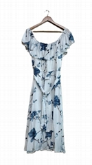 LADIES LINEN LOOK COLD SHOULDER DRESS