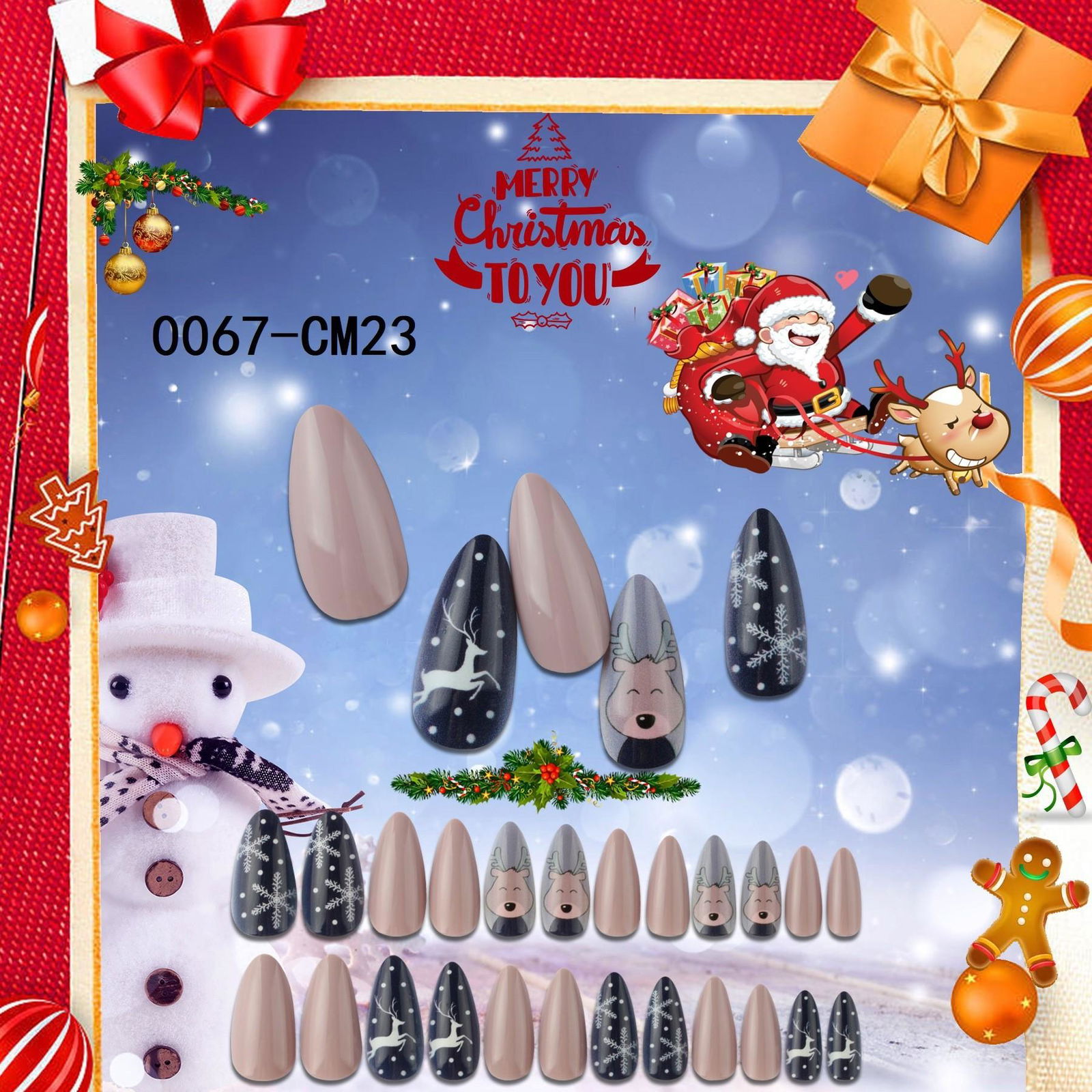 easy dressed false nail  for  Christmas  2