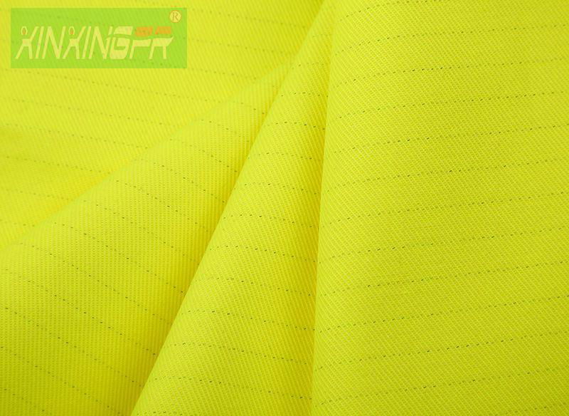 350gsm CVC60/39/1 FR AST water repellent Hi-Vis fluorescent yellow fabric       2