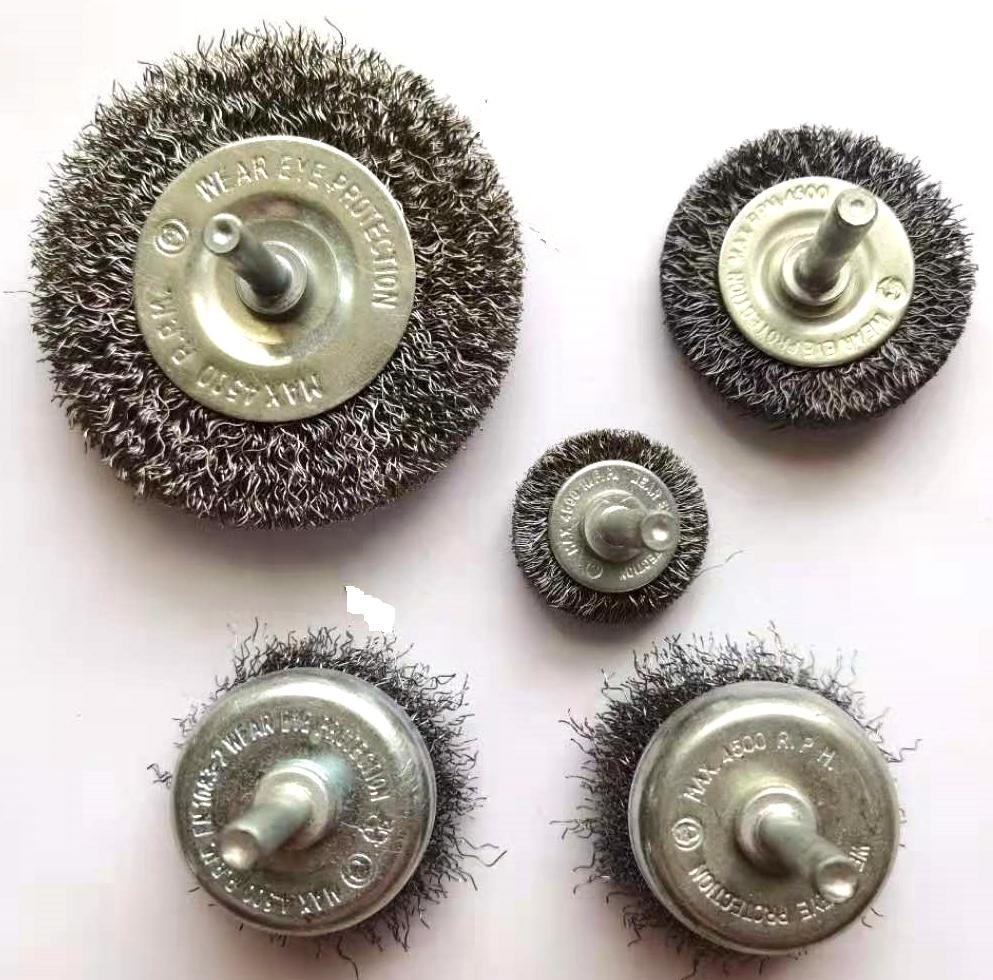 Crimpted Wheel Brushes with Shaft