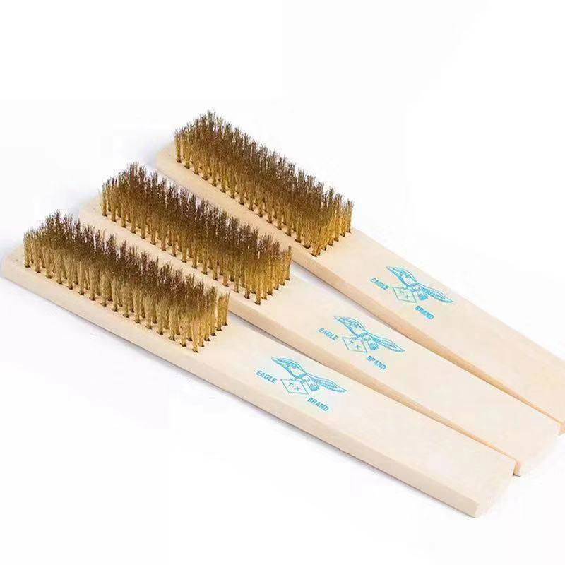 High quality Manual Tool wire brushes Brass hand wire wooden brush 3