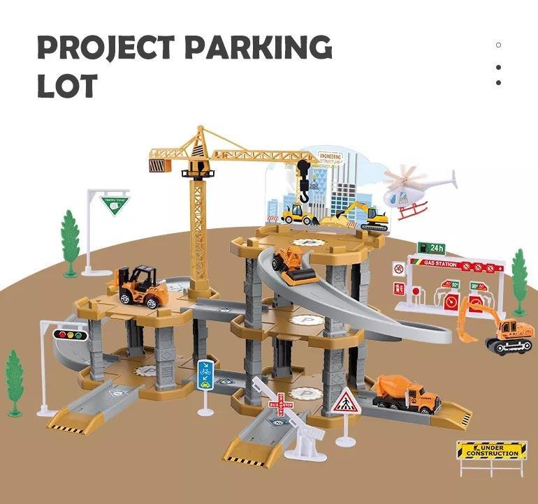 Engineering alloy truck mainan anak boys play game toy racing garage car parking 