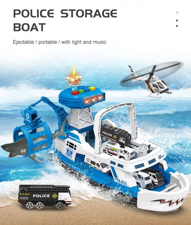 Catapult Alloy Truck Toy Set Electric Storage Boat Parking Lot Police Cars