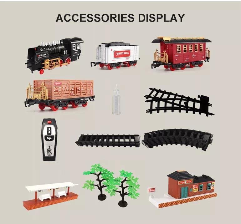 Promotional intelligence voice rc smoke train toy sets for kids 4