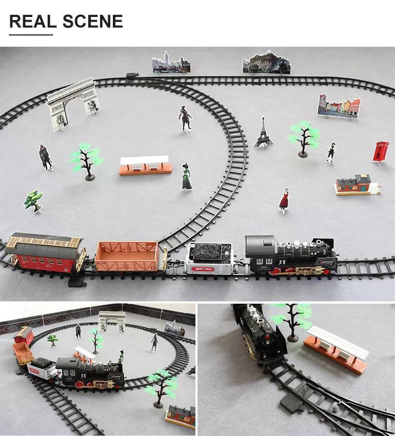 Promotional intelligence voice rc smoke train toy sets for kids 3