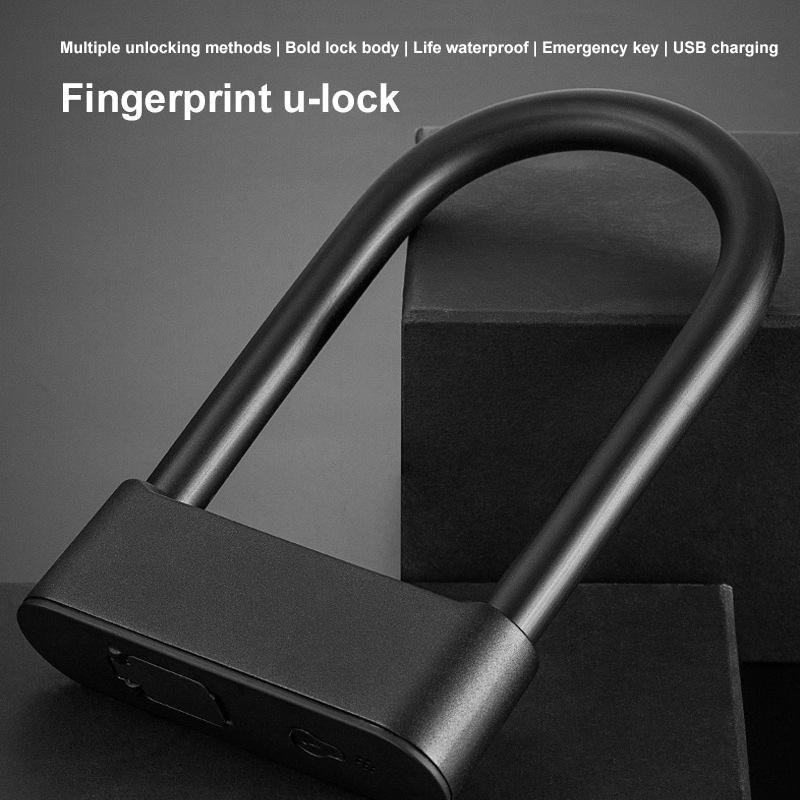 Smart fingerprint bike lock Usb Charging Anti-theft Bicycle Motorcycle U-lock 5