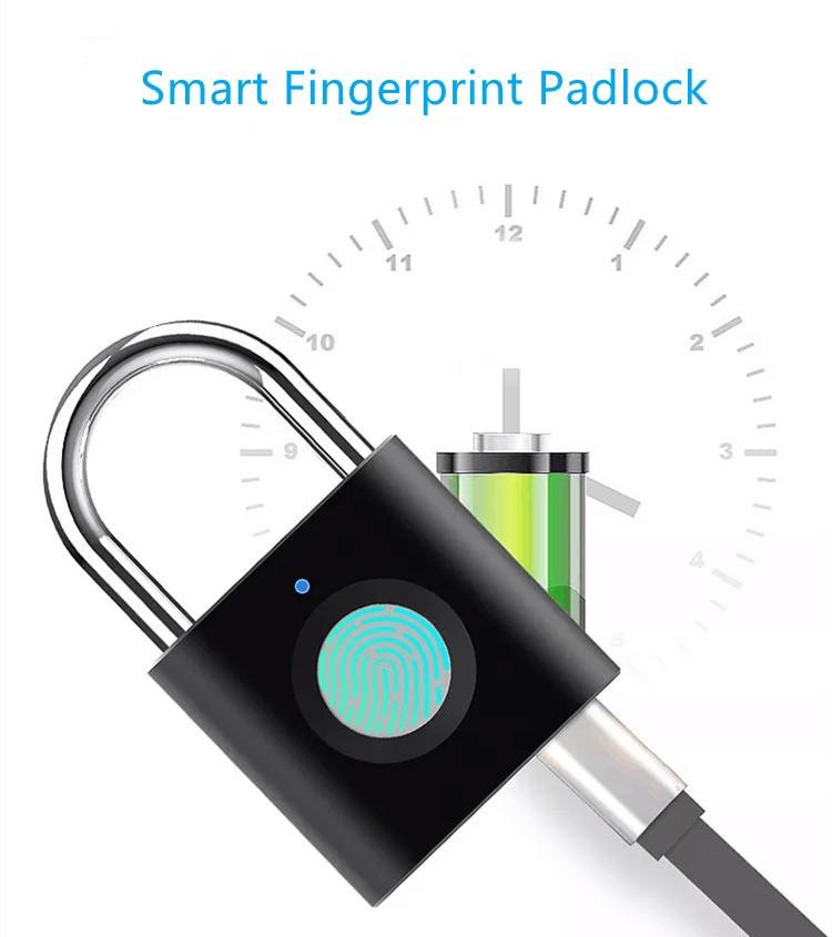 Custom Usb Rechargeable Smart Fingerprint Padlock FOR Suitcase Backpacks Padlock 4