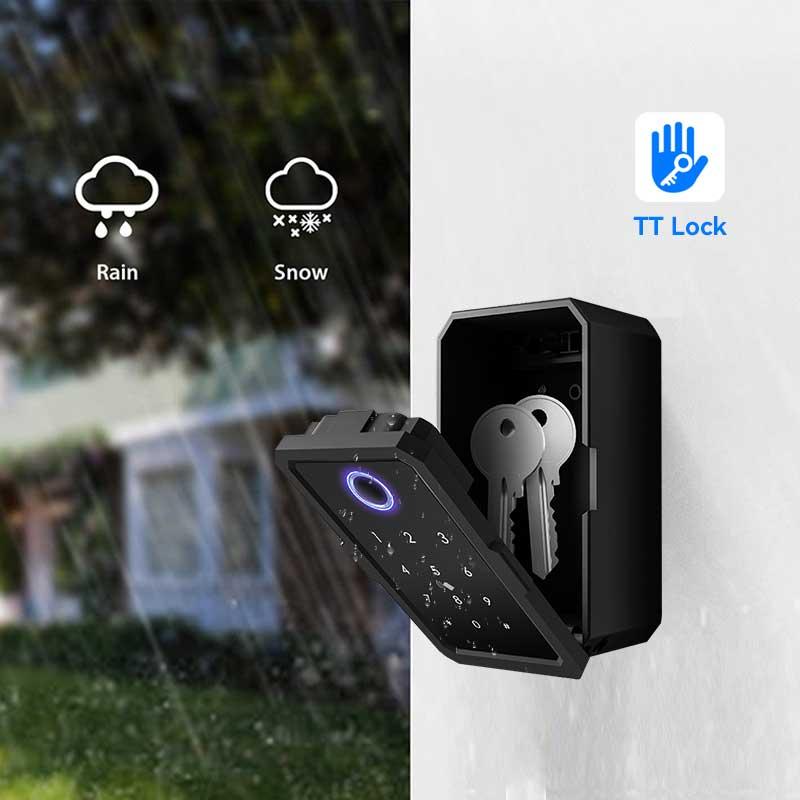 Smart Waterproof Fingerprint Key Box Lock Smart Key Box Wall Mount Safe