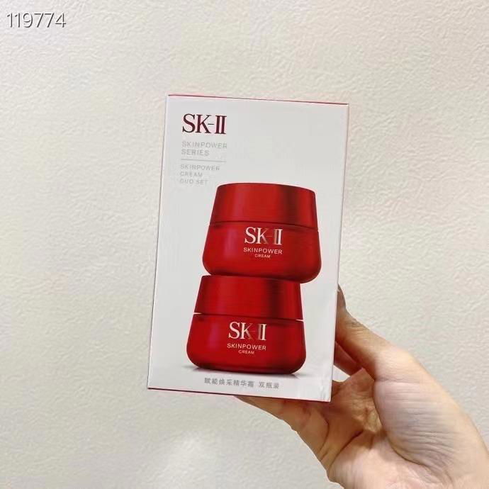 SK-II SKII Skinpower Cream Unisex, White and Red, 2 in 1 Full Size 80*2 Gram