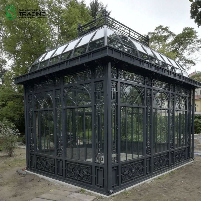 Garden Glass Roof Wrought Iron Pavilion