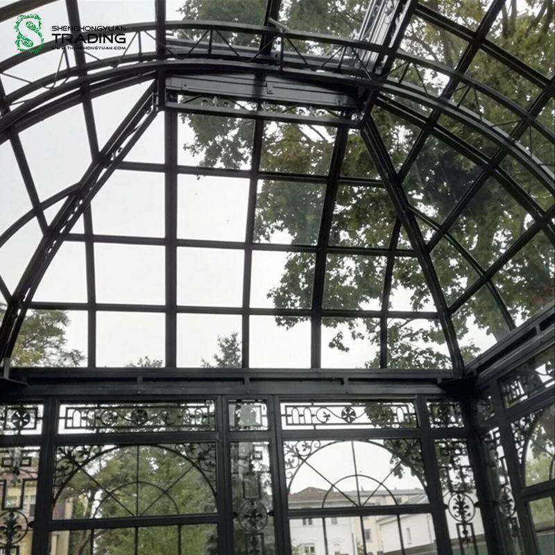 Garden Glass Roof Wrought Iron Pavilion 2