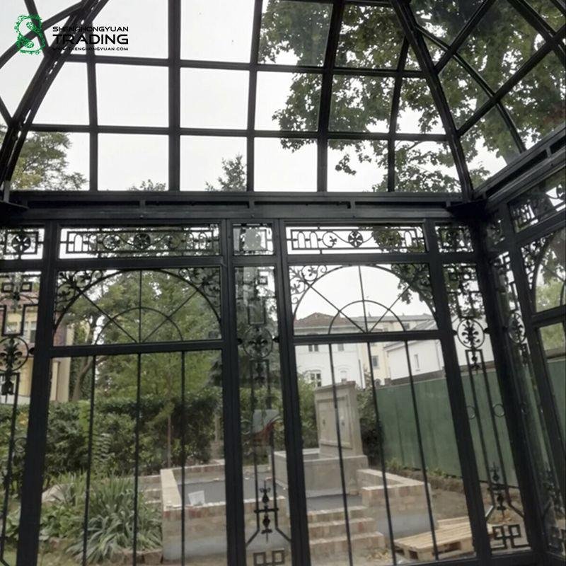 Garden Glass Roof Wrought Iron Pavilion 3