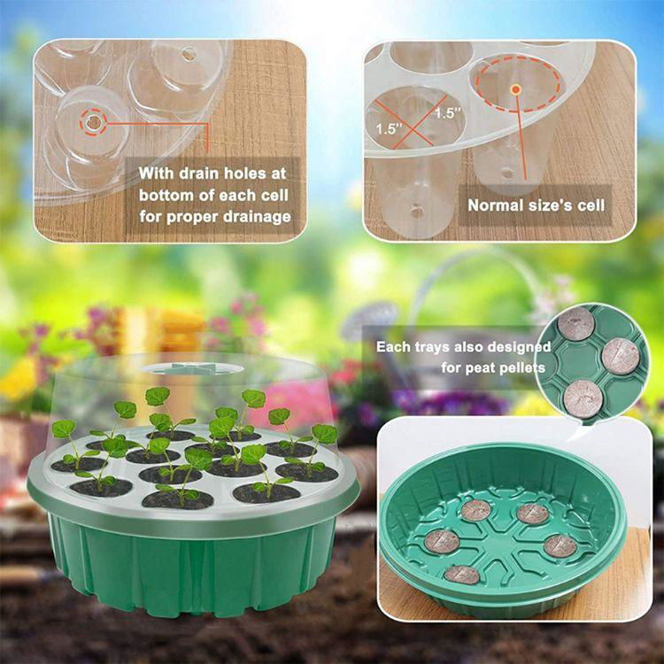 13 Holes Seed Propagator Kit         Plastic Seed Propagation Trays With Dome    2
